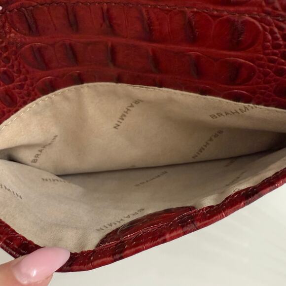 Brahmin Red Embossed Croc Leather Shoulder Mini Bag Purse Gold Hardware - Picture 5 of 12